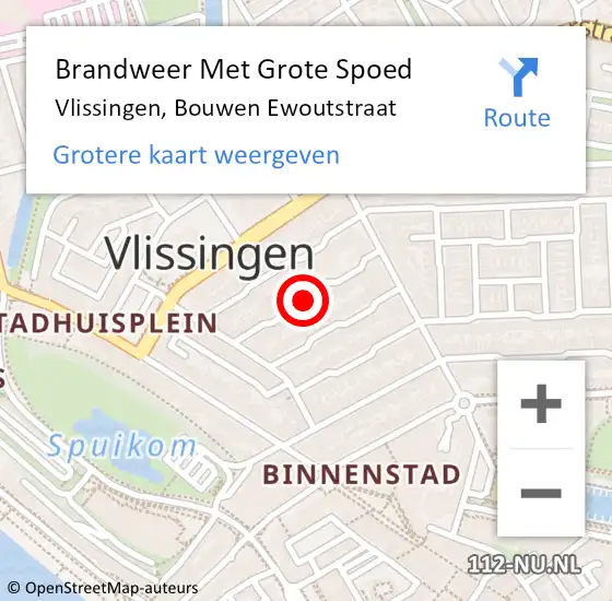 Locatie op kaart van de 112 melding: Brandweer Met Grote Spoed Naar Vlissingen, Bouwen Ewoutstraat op 7 augustus 2018 09:50
