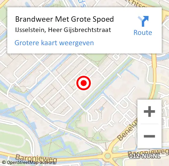 Locatie op kaart van de 112 melding: Brandweer Met Grote Spoed Naar IJsselstein, Heer Gijsbrechtstraat op 7 augustus 2018 10:08