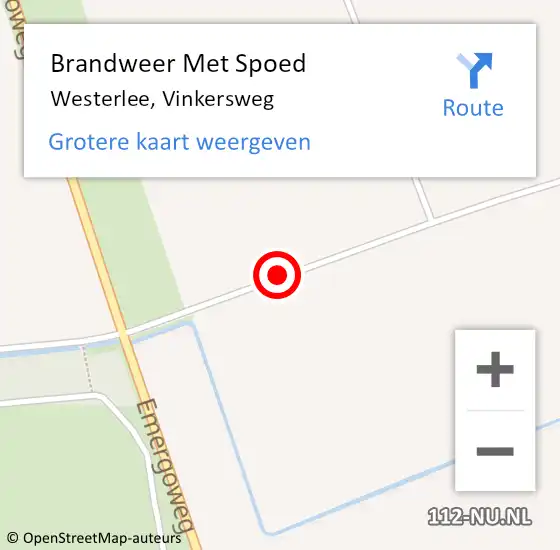 Locatie op kaart van de 112 melding: Brandweer Met Spoed Naar Westerlee, Vinkersweg op 7 augustus 2018 10:10
