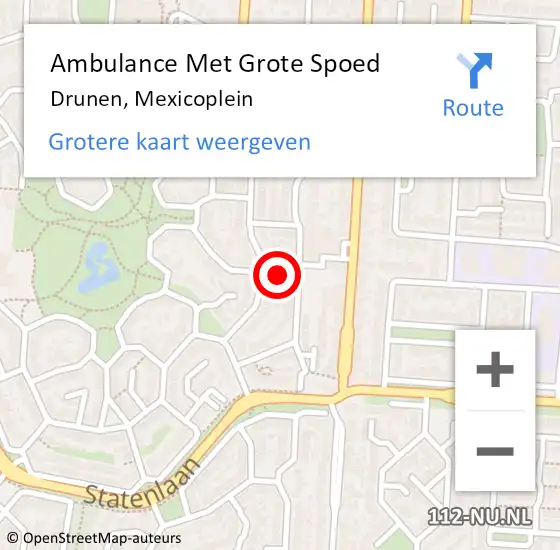 Locatie op kaart van de 112 melding: Ambulance Met Grote Spoed Naar Drunen, Mexicoplein op 7 augustus 2018 11:03