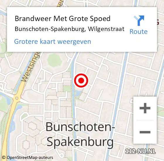 Locatie op kaart van de 112 melding: Brandweer Met Grote Spoed Naar Bunschoten-Spakenburg, Wilgenstraat op 7 augustus 2018 11:54
