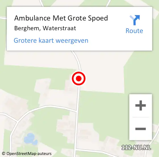 Locatie op kaart van de 112 melding: Ambulance Met Grote Spoed Naar Berghem, Waterstraat op 7 augustus 2018 12:16