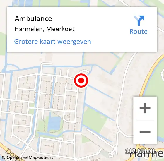 Locatie op kaart van de 112 melding: Ambulance Harmelen, Meerkoet op 7 augustus 2018 12:38