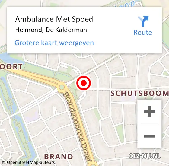 Locatie op kaart van de 112 melding: Ambulance Met Spoed Naar Helmond, De Kalderman op 7 augustus 2018 13:12