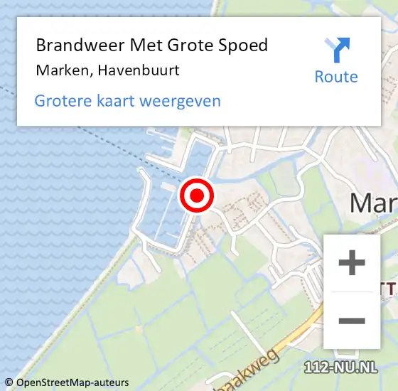 Locatie op kaart van de 112 melding: Brandweer Met Grote Spoed Naar Marken, Havenbuurt op 7 augustus 2018 13:57