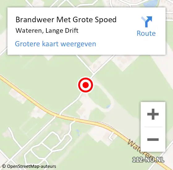 Locatie op kaart van de 112 melding: Brandweer Met Grote Spoed Naar Wateren, Lange Drift op 7 augustus 2018 14:26