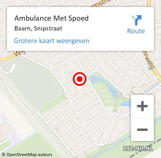 Locatie op kaart van de 112 melding: Ambulance Met Spoed Naar Baarn, Snipstraat op 7 augustus 2018 14:43