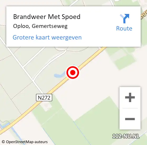 Locatie op kaart van de 112 melding: Brandweer Met Spoed Naar Oploo, Gemertseweg op 7 augustus 2018 14:46