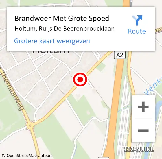 Locatie op kaart van de 112 melding: Brandweer Met Grote Spoed Naar Holtum, Ruijs De Beerenbroucklaan op 7 augustus 2018 15:12