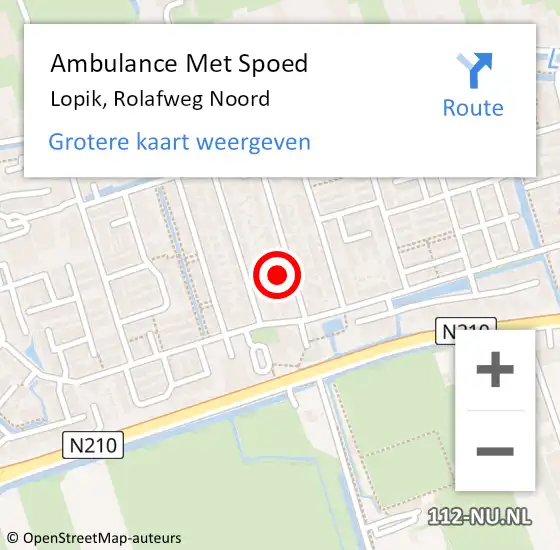 Locatie op kaart van de 112 melding: Ambulance Met Spoed Naar Lopik, Rolafweg Noord op 7 augustus 2018 15:24