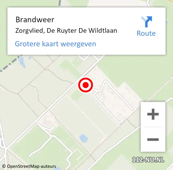 Locatie op kaart van de 112 melding: Brandweer Zorgvlied, De Ruyter De Wildtlaan op 7 augustus 2018 15:47