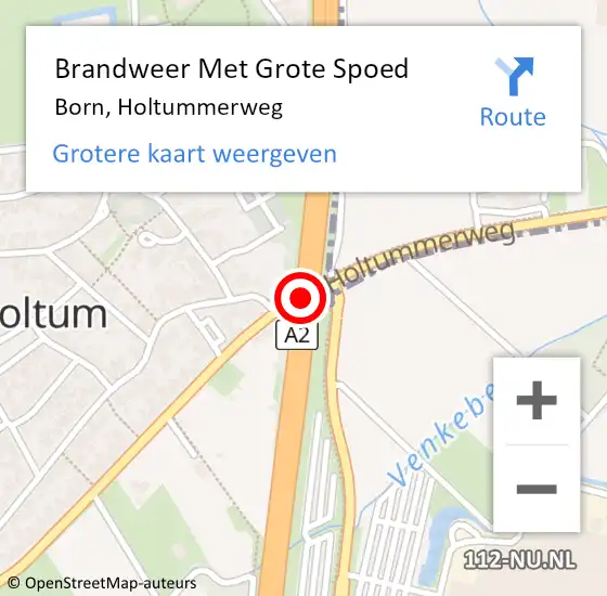 Locatie op kaart van de 112 melding: Brandweer Met Grote Spoed Naar Born, Holtummerweg op 7 augustus 2018 15:52