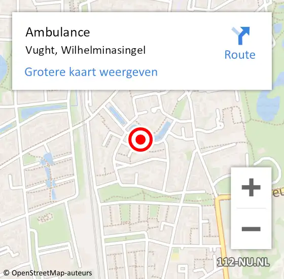 Locatie op kaart van de 112 melding: Ambulance Vught, Wilhelminasingel op 7 augustus 2018 15:52