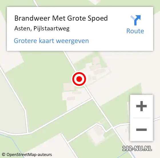 Locatie op kaart van de 112 melding: Brandweer Met Grote Spoed Naar Asten, Pijlstaartweg op 7 augustus 2018 16:01