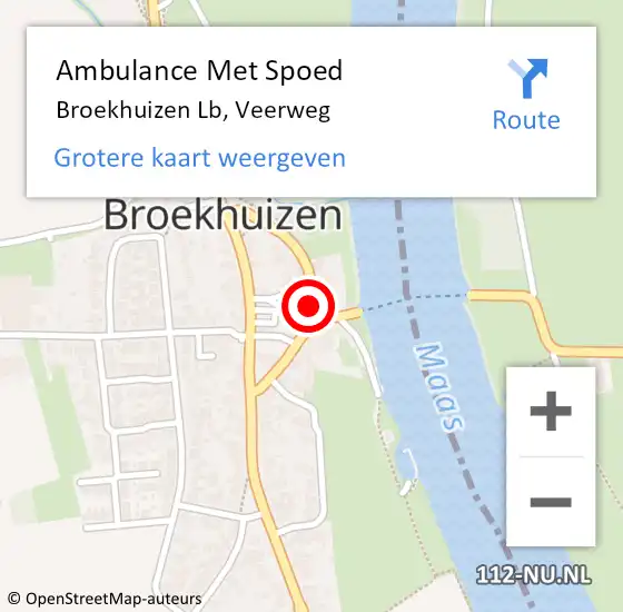 Locatie op kaart van de 112 melding: Ambulance Met Spoed Naar Broekhuizen, Veerweg op 7 augustus 2018 16:34