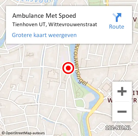 Locatie op kaart van de 112 melding: Ambulance Met Spoed Naar Tienhoven UT, Wittevrouwenstraat op 7 augustus 2018 16:39