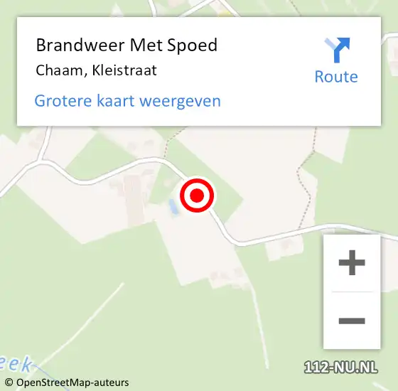 Locatie op kaart van de 112 melding: Brandweer Met Spoed Naar Chaam, Kleistraat op 7 augustus 2018 16:48