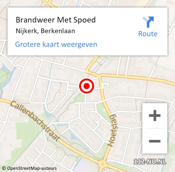 Locatie op kaart van de 112 melding: Brandweer Met Spoed Naar Nijkerk, Berkenlaan op 7 augustus 2018 17:03