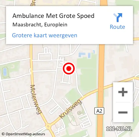 Locatie op kaart van de 112 melding: Ambulance Met Grote Spoed Naar Maasbracht, Europlein op 7 augustus 2018 17:05