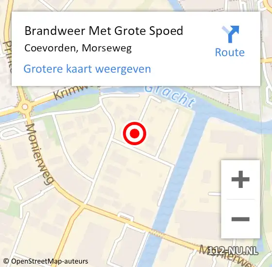 Locatie op kaart van de 112 melding: Brandweer Met Grote Spoed Naar Coevorden, Morseweg op 7 augustus 2018 17:20