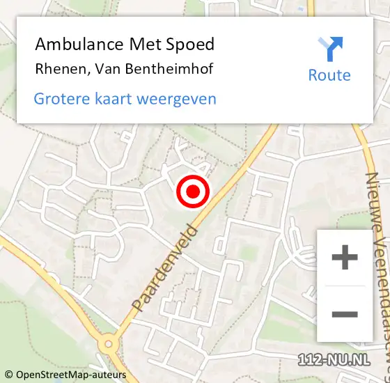 Locatie op kaart van de 112 melding: Ambulance Met Spoed Naar Rhenen, Van Bentheimhof op 7 augustus 2018 17:58