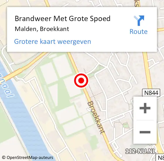 Locatie op kaart van de 112 melding: Brandweer Met Grote Spoed Naar Malden, Broekkant op 7 augustus 2018 18:30