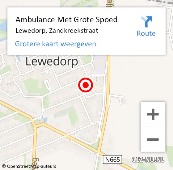 Locatie op kaart van de 112 melding: Ambulance Met Grote Spoed Naar Lewedorp, Zandkreekstraat op 7 augustus 2018 18:43