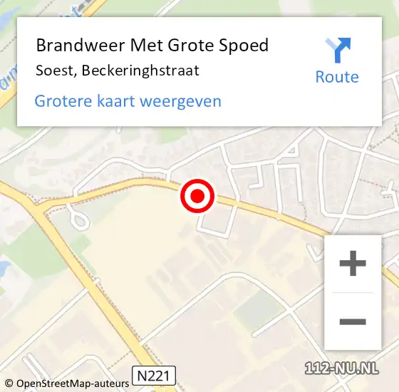 Locatie op kaart van de 112 melding: Brandweer Met Grote Spoed Naar Soest, Beckeringhstraat op 7 augustus 2018 19:31