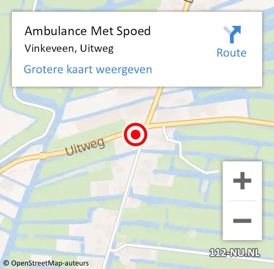 Locatie op kaart van de 112 melding: Ambulance Met Spoed Naar Vinkeveen, Uitweg op 7 augustus 2018 19:42