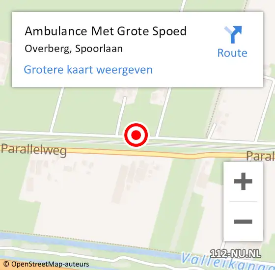 Locatie op kaart van de 112 melding: Ambulance Met Grote Spoed Naar Overberg, Spoorlaan op 7 augustus 2018 19:48