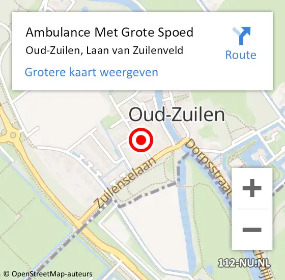Locatie op kaart van de 112 melding: Ambulance Met Grote Spoed Naar Oud-Zuilen, Laan van Zuilenveld op 7 augustus 2018 20:00