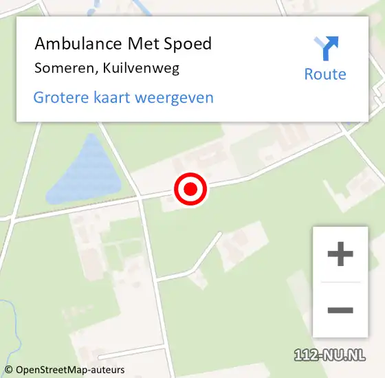 Locatie op kaart van de 112 melding: Ambulance Met Spoed Naar Someren, Kuilvenweg op 7 augustus 2018 20:01