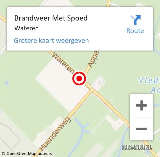 Locatie op kaart van de 112 melding: Brandweer Met Spoed Naar Wateren op 7 augustus 2018 20:36