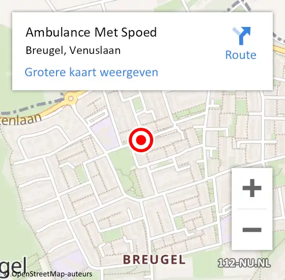 Locatie op kaart van de 112 melding: Ambulance Met Spoed Naar Breugel, Venuslaan op 7 augustus 2018 20:56