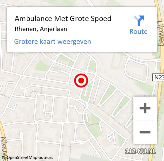 Locatie op kaart van de 112 melding: Ambulance Met Grote Spoed Naar Rhenen, Anjerlaan op 7 augustus 2018 21:07