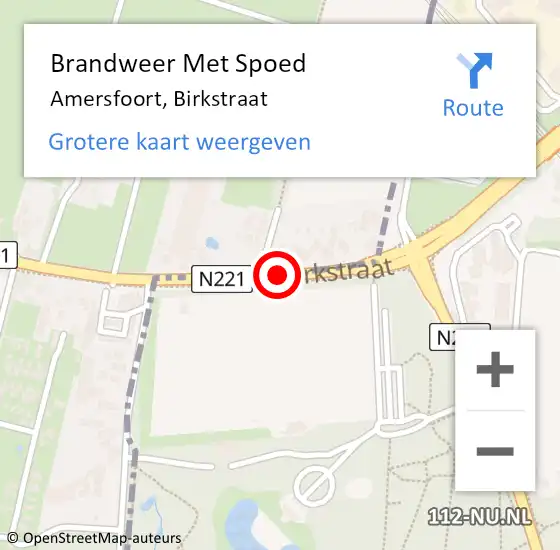 Locatie op kaart van de 112 melding: Brandweer Met Spoed Naar Amersfoort, Birkstraat op 7 augustus 2018 21:08