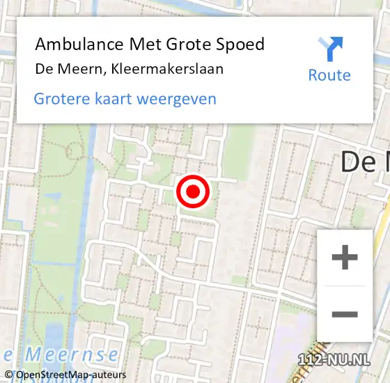 Locatie op kaart van de 112 melding: Ambulance Met Grote Spoed Naar De Meern, Kleermakerslaan op 7 augustus 2018 21:39