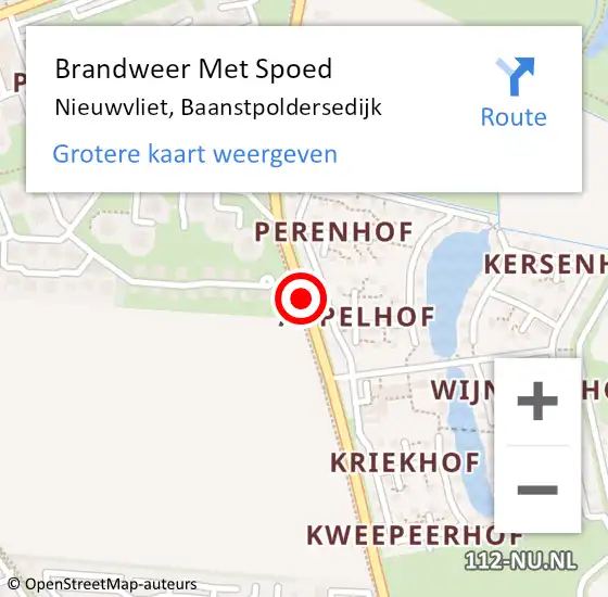 Locatie op kaart van de 112 melding: Brandweer Met Spoed Naar Nieuwvliet, Baanstpoldersedijk op 7 augustus 2018 21:47