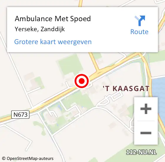 Locatie op kaart van de 112 melding: Ambulance Met Spoed Naar Yerseke, Zanddijk op 7 augustus 2018 23:31