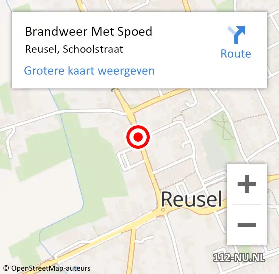 Locatie op kaart van de 112 melding: Brandweer Met Spoed Naar Reusel, Schoolstraat op 8 augustus 2018 00:44