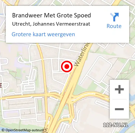 Locatie op kaart van de 112 melding: Brandweer Met Grote Spoed Naar Utrecht, Johannes Vermeerstraat op 8 augustus 2018 00:58