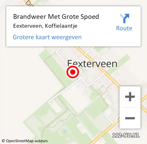 Locatie op kaart van de 112 melding: Brandweer Met Grote Spoed Naar Eexterveen, Koffielaantje op 8 augustus 2018 01:07