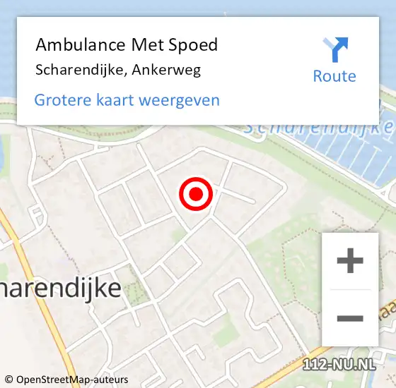 Locatie op kaart van de 112 melding: Ambulance Met Spoed Naar Scharendijke, Ankerweg op 8 augustus 2018 01:16