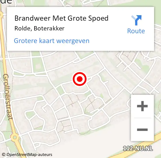 Locatie op kaart van de 112 melding: Brandweer Met Grote Spoed Naar Rolde, Boterakker op 8 augustus 2018 01:19