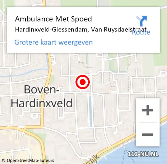 Locatie op kaart van de 112 melding: Ambulance Met Spoed Naar Hardinxveld-Giessendam, Van Ruysdaelstraat op 5 maart 2014 12:45