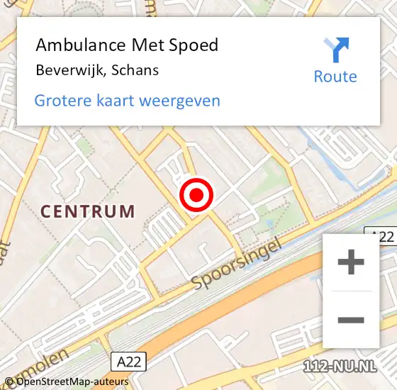 Locatie op kaart van de 112 melding: Ambulance Met Spoed Naar Beverwijk, Schans op 8 augustus 2018 01:21