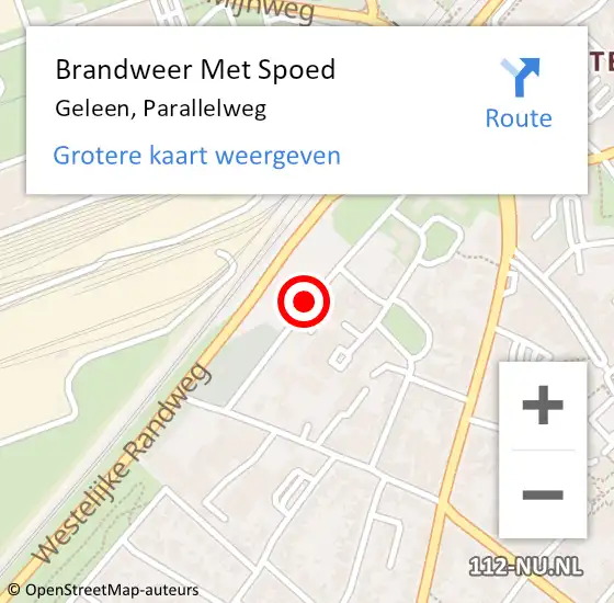 Locatie op kaart van de 112 melding: Brandweer Met Spoed Naar Geleen, Parallelweg op 8 augustus 2018 01:28