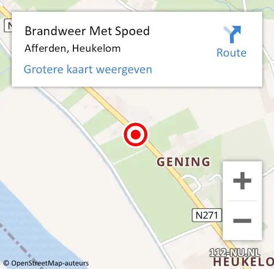 Locatie op kaart van de 112 melding: Brandweer Met Spoed Naar Afferden, Heukelom op 8 augustus 2018 01:28