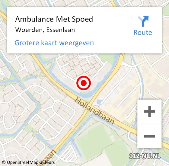 Locatie op kaart van de 112 melding: Ambulance Met Spoed Naar Woerden, Essenlaan op 8 augustus 2018 01:49