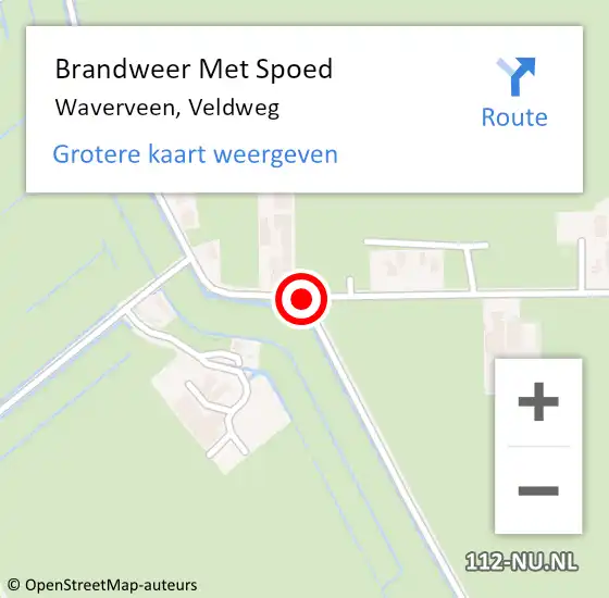 Locatie op kaart van de 112 melding: Brandweer Met Spoed Naar Waverveen, Veldweg op 8 augustus 2018 01:50